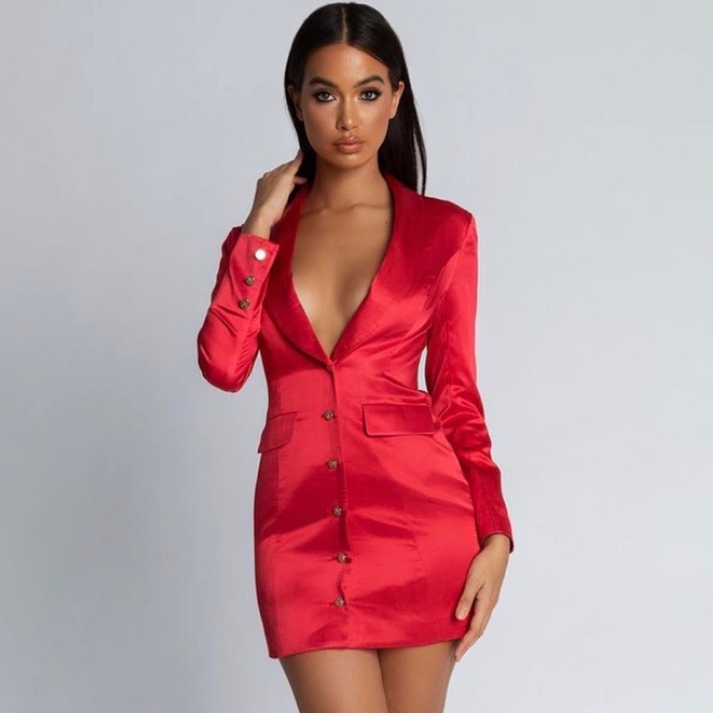Meshki Red Silk Blazer Dress